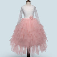 Children's Skirt Lace Long-Sleeved/ Sleeveless Girls Dress - GIGI & POPO - Girl Dresses - Pink / 130cm