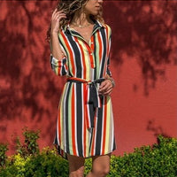 Colorful striped waistband long sleeve shirt dress - GIGI & POPO - Women -