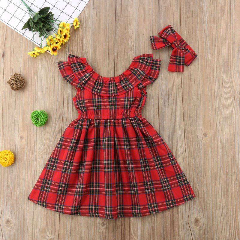 Cotton Baby Girl Princess Sleeveless Plaid Dress Kid - GIGI & POPO - Baby Girl -