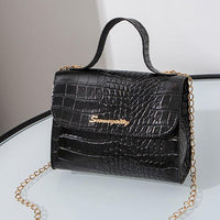 Crocodile Pattern small Handbag with chain lock - GIGI & POPO - Women - black B