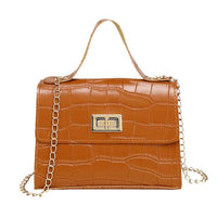 Crocodile Pattern small Handbag with chain lock - GIGI & POPO - Women - brown
