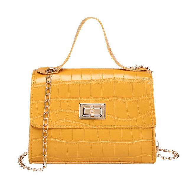 Crocodile Pattern small Handbag with chain lock - GIGI & POPO - Women - yellow