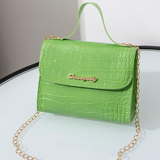 Crocodile Pattern small Handbag with chain lock - GIGI & POPO - Women - green B