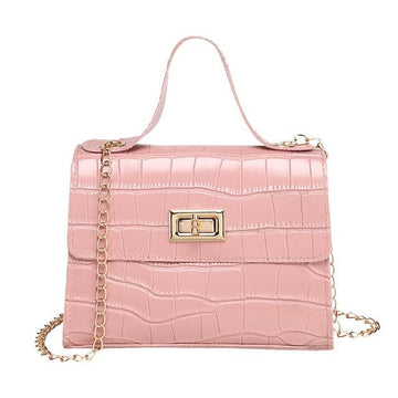 Crocodile Pattern small Handbag with chain lock - GIGI & POPO - Women - pink