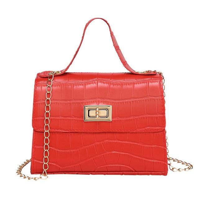 Crocodile Pattern small Handbag with chain lock - GIGI & POPO - Women - red