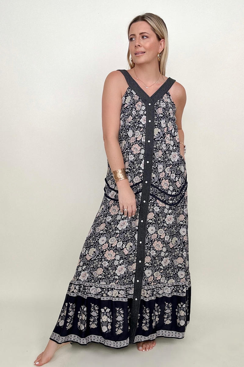 Davi & Dani Button Down Floral Maxi Dress - GIGI & POPO