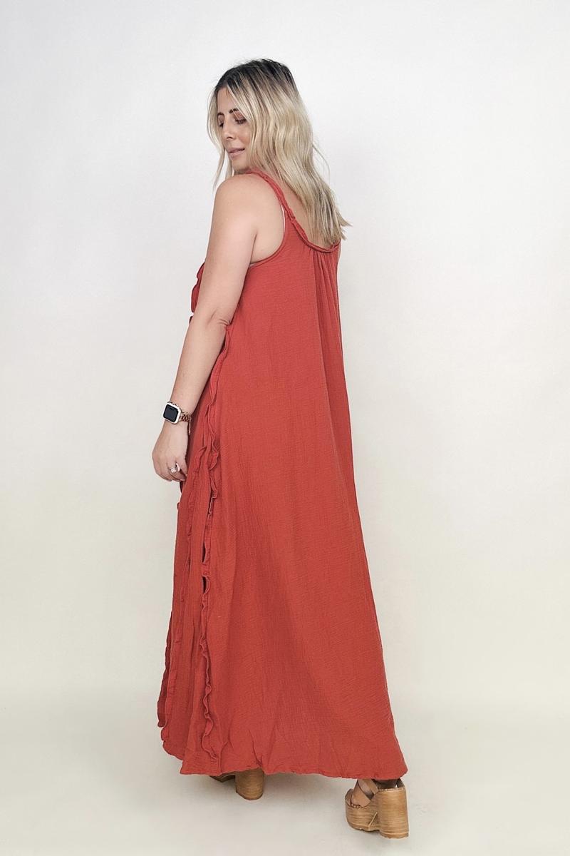 Davi & Dani Ruffle Detail Midi Sundress (Without Belt) - GIGI & POPO