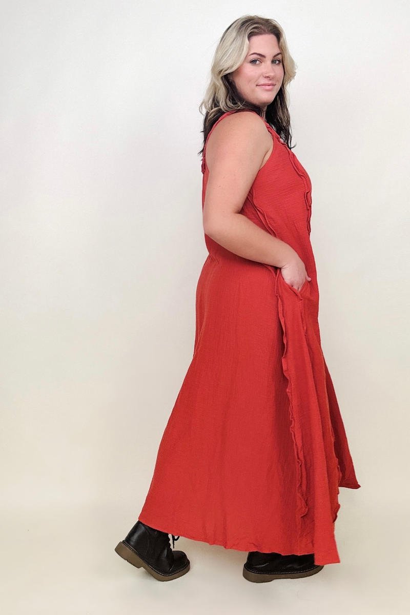 Davi & Dani Ruffle Detail Midi Sundress (Without Belt) - GIGI & POPO