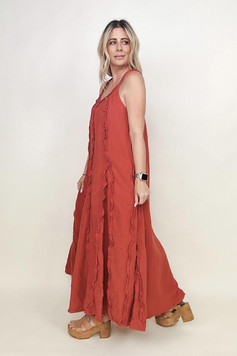 Davi & Dani Ruffle Detail Midi Sundress (Without Belt) - GIGI & POPO