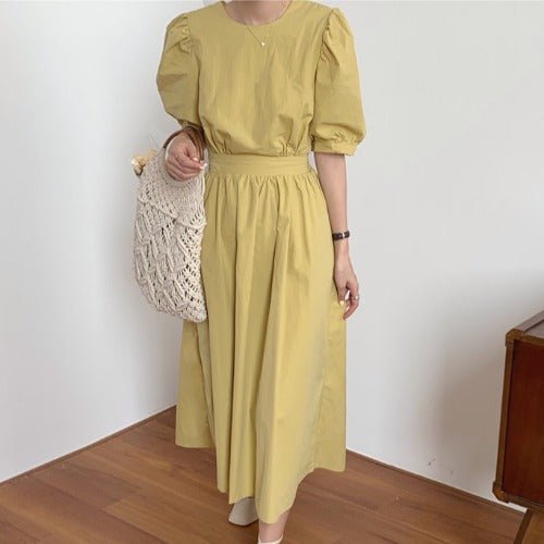 Dress For Women Fitted Waist Backless Temperament Long Dress Women's Clothing - GIGI & POPO - Women - Yellow / Average Size