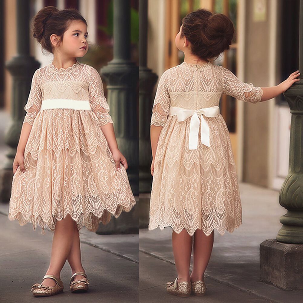 Dress with bow tie and round neck - GIGI & POPO - Girl Dresses - 3 style / 140CM