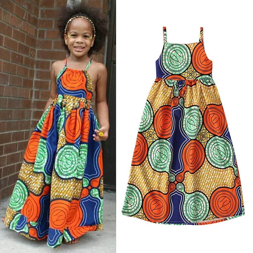 Ethnic Print Suspenders Princess Dress - GIGI & POPO - Girl Dresses -