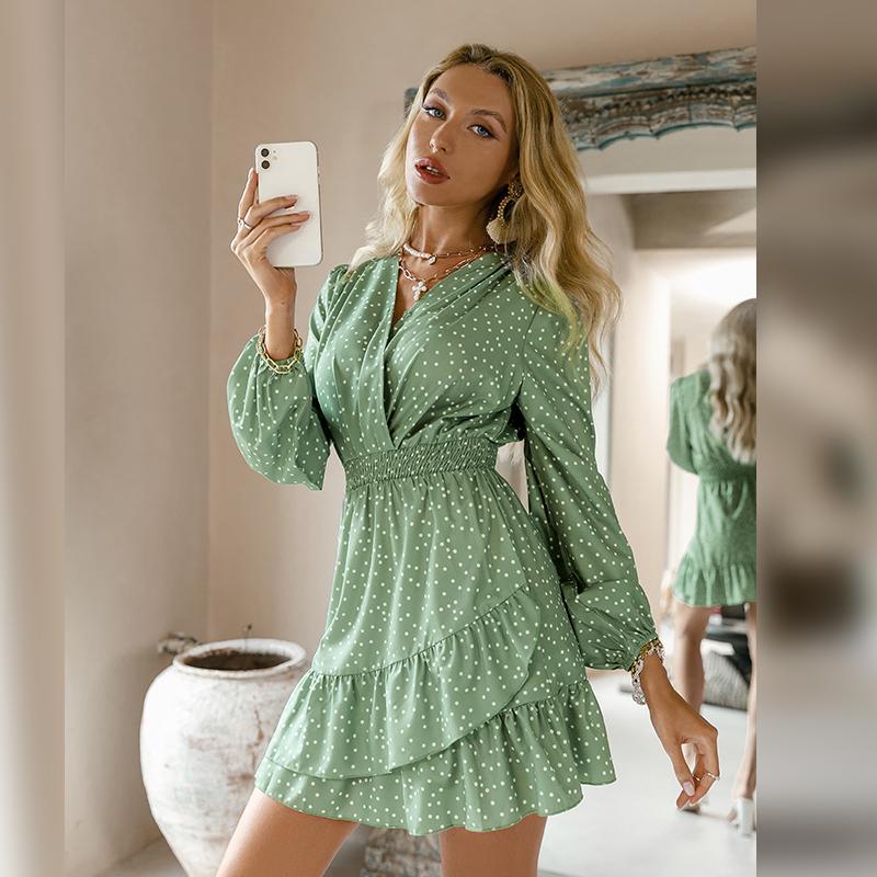 European And American Sexy Temperament Slim Long-Sleeved Dress Women - GIGI & POPO - Women - Green / S