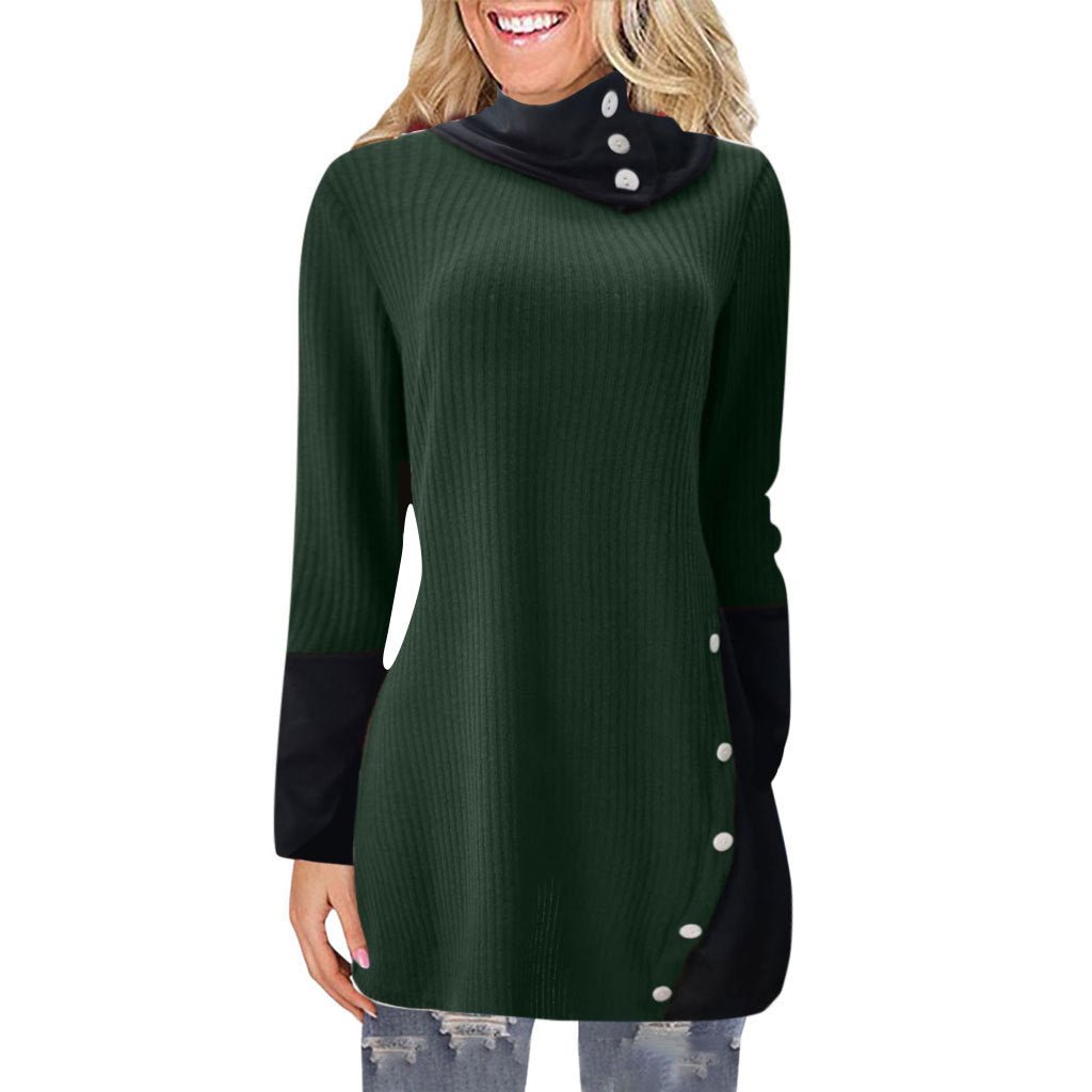 European And American Women's Top New Long Sleeve Irregular Dress - GIGI & POPO - Women - Green / S