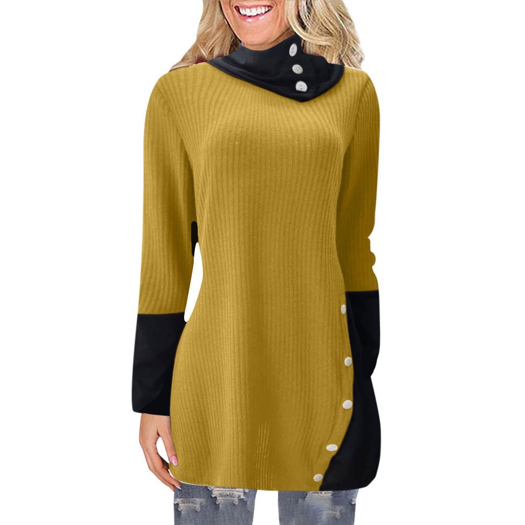 European And American Women's Top New Long Sleeve Irregular Dress - GIGI & POPO - Women - Yellow / S