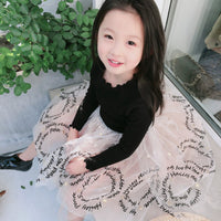 Fancy girls' dress with lace and star print - GIGI & POPO - 02Black / Letter / 130cm