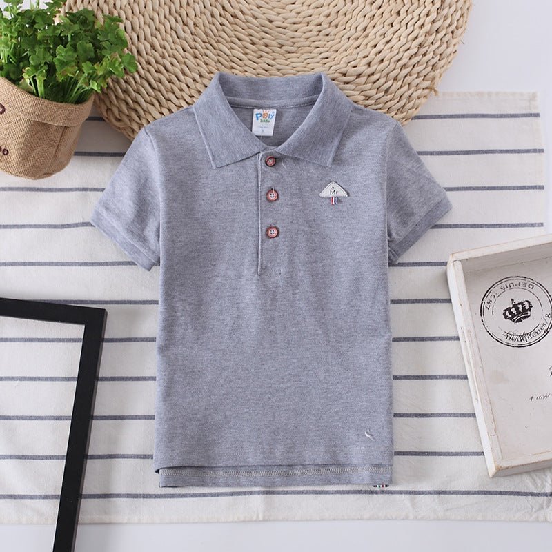 Solid color grey children's T-shirt made of cotton, personalized for all seasons.