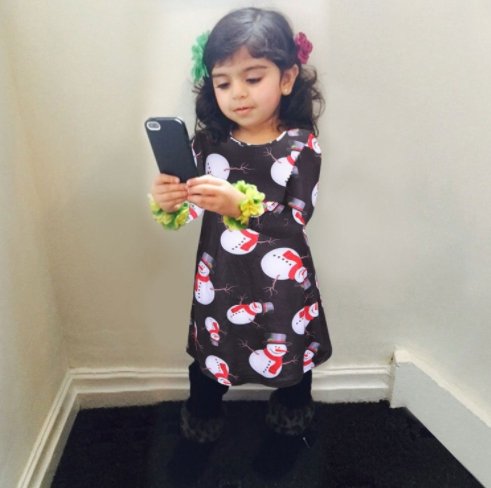 Fashion Casual Santa Printed Long Sleeve Girls Dress - GIGI & POPO - Baby Girl - Snowman black / 130cm