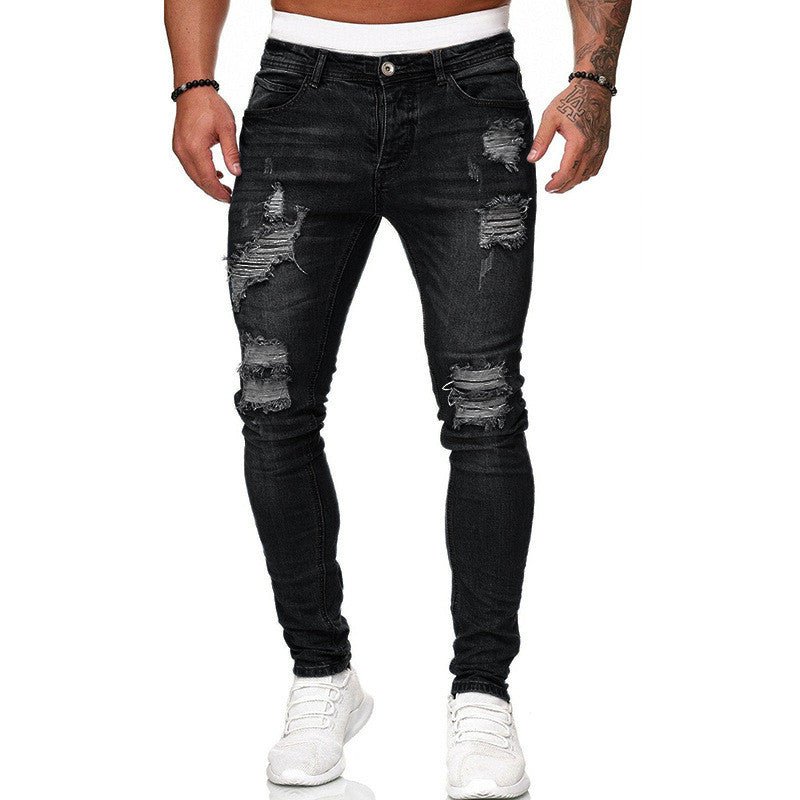 Fashion Jeans with ripped style - GIGI & POPO - Men - Black / S