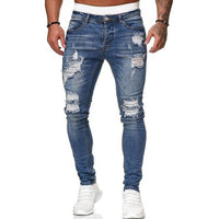 Fashion Jeans with ripped style - GIGI & POPO - Men - Blue / 3XL