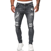 Fashion Jeans with ripped style - GIGI & POPO - Men - Grey / L