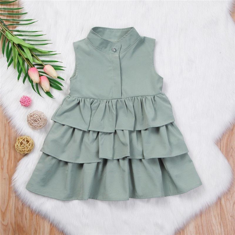 Fashion Simple Solid Color Sleeveless Small And Medium Girl Dress - GIGI & POPO - Girl Dresses -