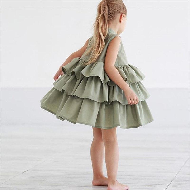 Fashion Simple Solid Color Sleeveless Small And Medium Girl Dress - GIGI & POPO - Girl Dresses -