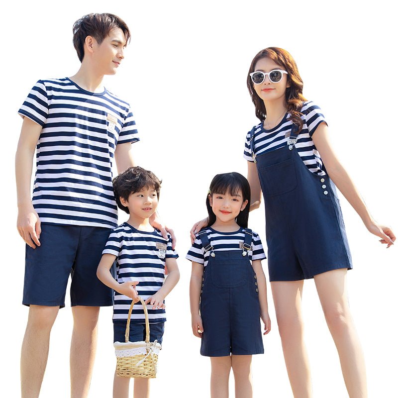 Fashion Simple Striped Cotton T-shirt Short-sleeved Suit