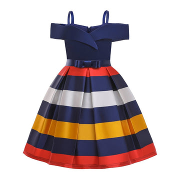 Fashion Sling Dress Children's Strapless Striped Birthday Dress - GIGI & POPO