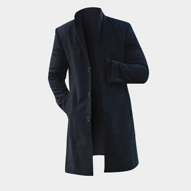 Fashion Winter Men's Trench Long Jackets Coats Overcoat Classic Jackets Solid Slim Fit Outwear Hombre Men Clothes Khaki Black - GIGI & POPO - Men Hoodies & Jackets - Black / M