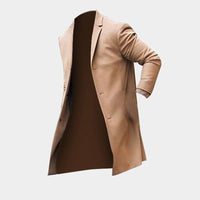 Fashion Winter Men's Trench Long Jackets Coats Overcoat Classic Jackets Solid Slim Fit Outwear Hombre Men Clothes Khaki Black - GIGI & POPO - Men Hoodies & Jackets - Khaki / M
