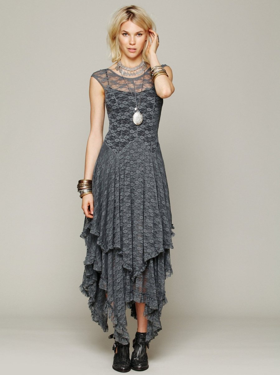 Fashion Women's Wear Irregular Lace Dress - GIGI & POPO