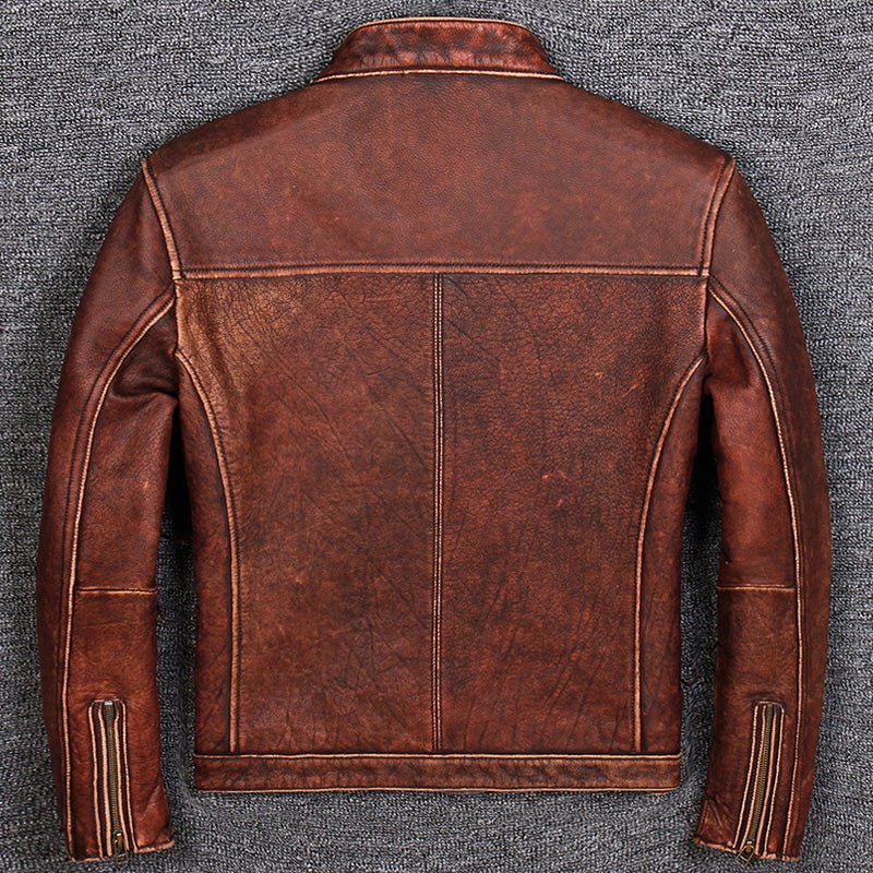 First Layer Cowhide Leather Jacket - GIGI & POPO - Men Hoodies & Jackets -