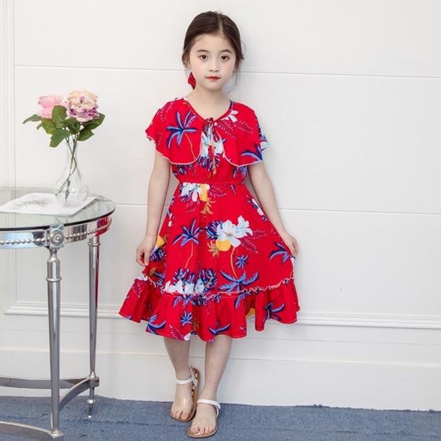 Floral Leopard Print Ruffle Beach Dress - GIGI & POPO - F / 3T