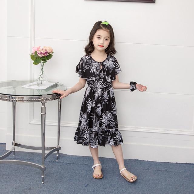 Floral Leopard Print Ruffle Beach Dress - GIGI & POPO - A / 3T