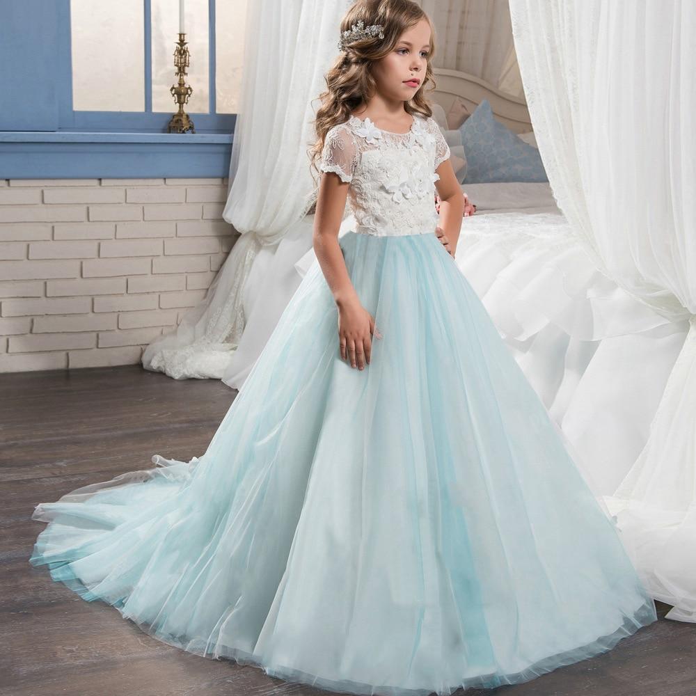 Girl's Prom Wedding Bridesmaid Long Dress with Lace - GIGI & POPO - Girl's Prom Dress with lace -