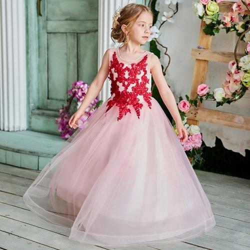 Girl's Prom Wedding Bridesmaid Long Dress with Lace - GIGI & POPO - Girl's Prom Dress with lace -