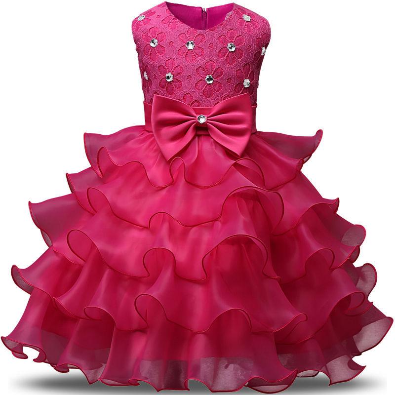 Girls sleeveless puffy princess dress - GIGI & POPO - Baby Girl - Rose Red / 110cm