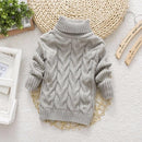 High collar Pullovers Turtleneck Warm Thick Sweaters - GIGI & POPO - solid-gray / 2T