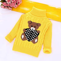 High collar Pullovers Turtleneck Warm Thick Sweaters - GIGI & POPO - bear-yellow / 2T