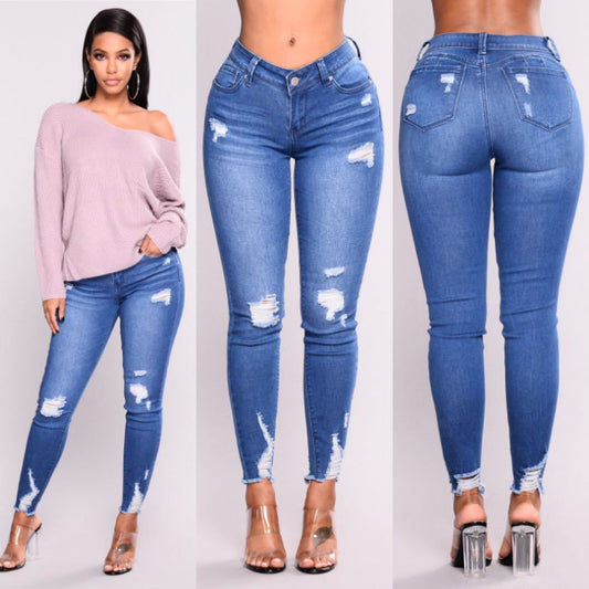 High waist stretch slim pencil feet pants - GIGI & POPO - Jeans -