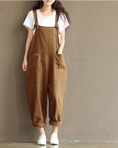 Hippie Casual Cotton Overalls - GIGI & POPO - Women - Khaki / XL