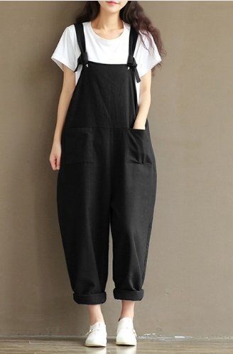 Hippie Casual Cotton Overalls - GIGI & POPO - Women - Black / 5XL