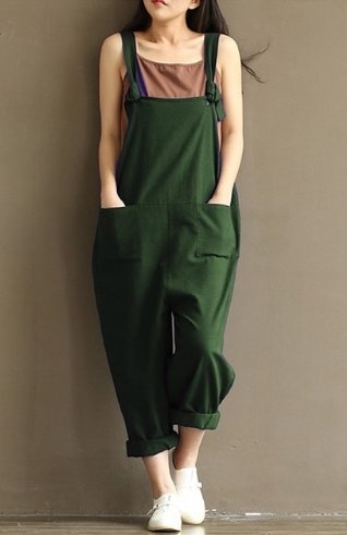 Hippie Casual Cotton Overalls - GIGI & POPO - Women - Green / 4XL