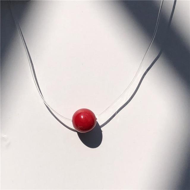 Imitation Pearl Crystal Zircon Necklace - GIGI & POPO - 7-Red Pearl