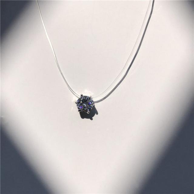 Imitation Pearl Crystal Zircon Necklace - GIGI & POPO - 3-6Claw-8mm
