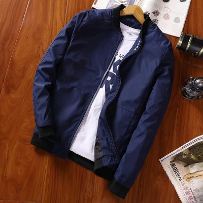 Men's slim baseball uniform bomber jacket in trendy style.