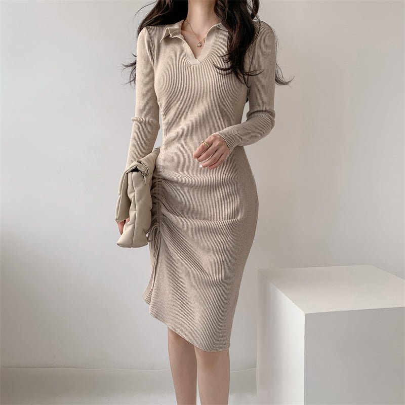 Jumper Dress Knitted Dress - GIGI & POPO - Women - Khaki / S