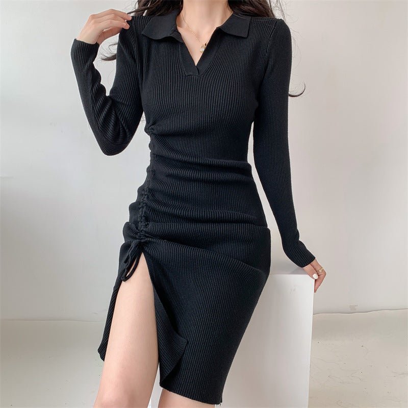 Jumper Dress Knitted Dress - GIGI & POPO - Women - Black / S