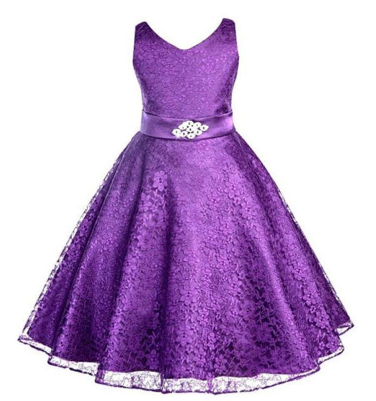 Kids girls dress children Costume Girls Dress Lace Dress Tong Wholesale - GIGI & POPO - Girl Dresses - Purple / 150cm
